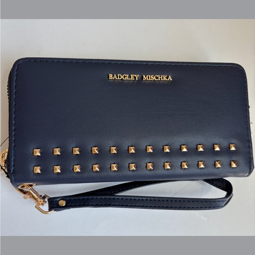 Badgley Mischka Navy Wallet with Gold Accents